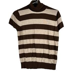 GAP Brown and Tan Striped Cashmere Blend Turtleneck Top Size Large